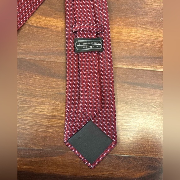 🌿SALE🌿BRUNO PIATELLI Roma Burgundy Pure Silk Handmade Necktie - Picture 5 of 9